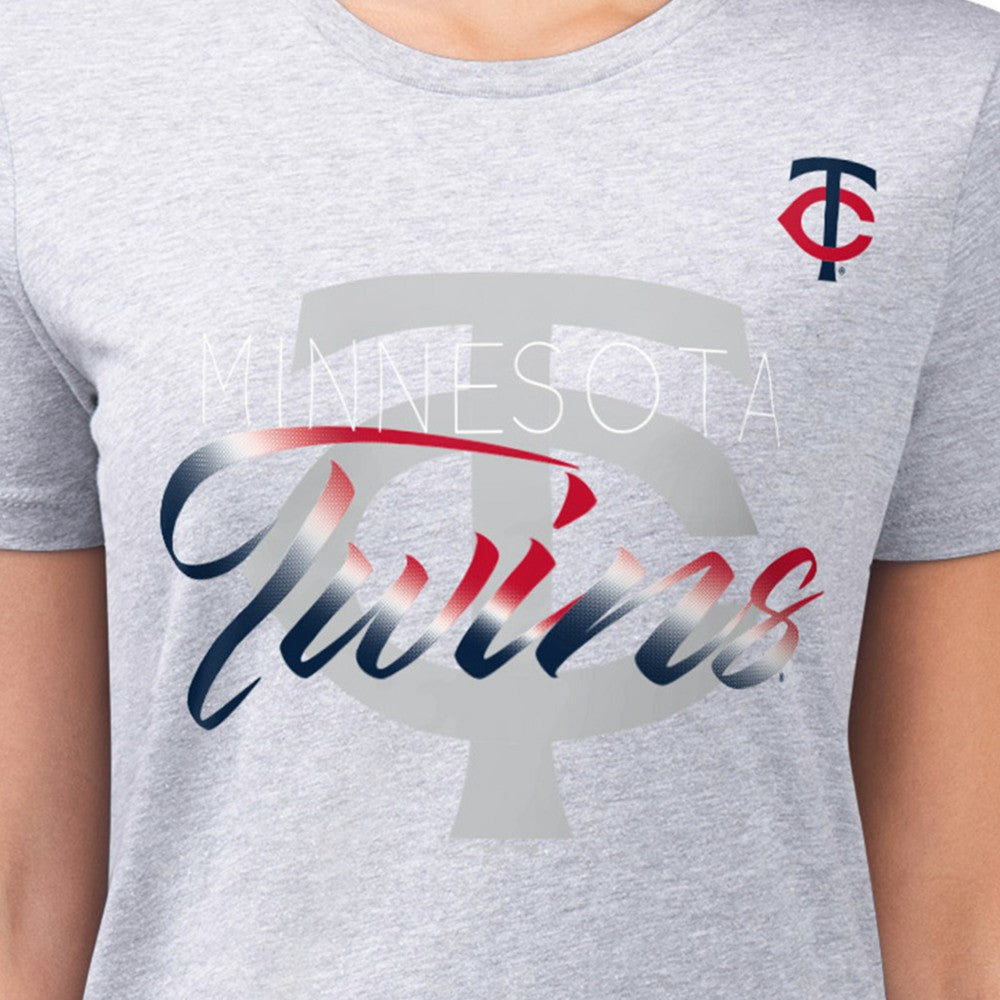 Minnesota Twins G-III 4Her by Carl Banks Women's Super-Slim Fit Lightweight Shadow Logo Graphic T-Shirt Lifestyle