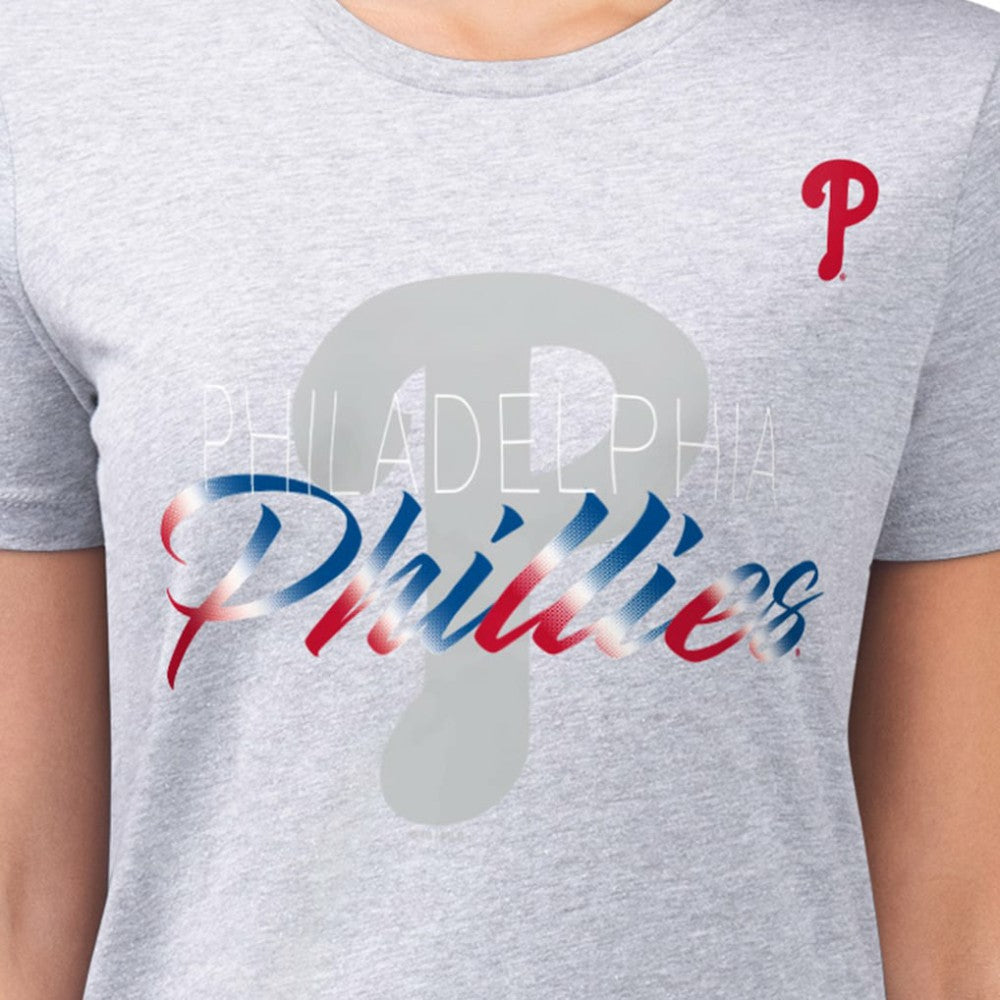 Philadelphia Phillies G-III 4Her by Carl Banks Women's Super-Slim Fit Lightweight Shadow Logo Graphic T-Shirt Lifestyle