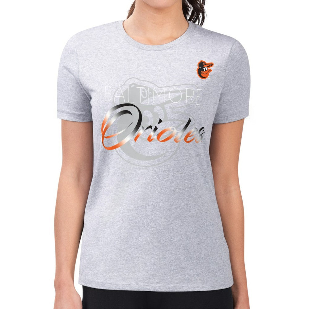 Baltimore Orioles G-III 4Her by Carl Banks Women's Super-Slim Fit Lightweight Shadow Logo Graphic T-Shirt On Sale