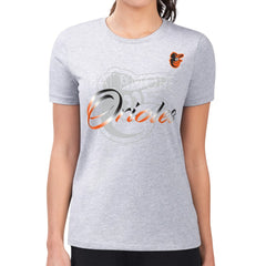 Baltimore Orioles G-III 4Her by Carl Banks Women's Super-Slim Fit Lightweight Shadow Logo Graphic T-Shirt On Sale