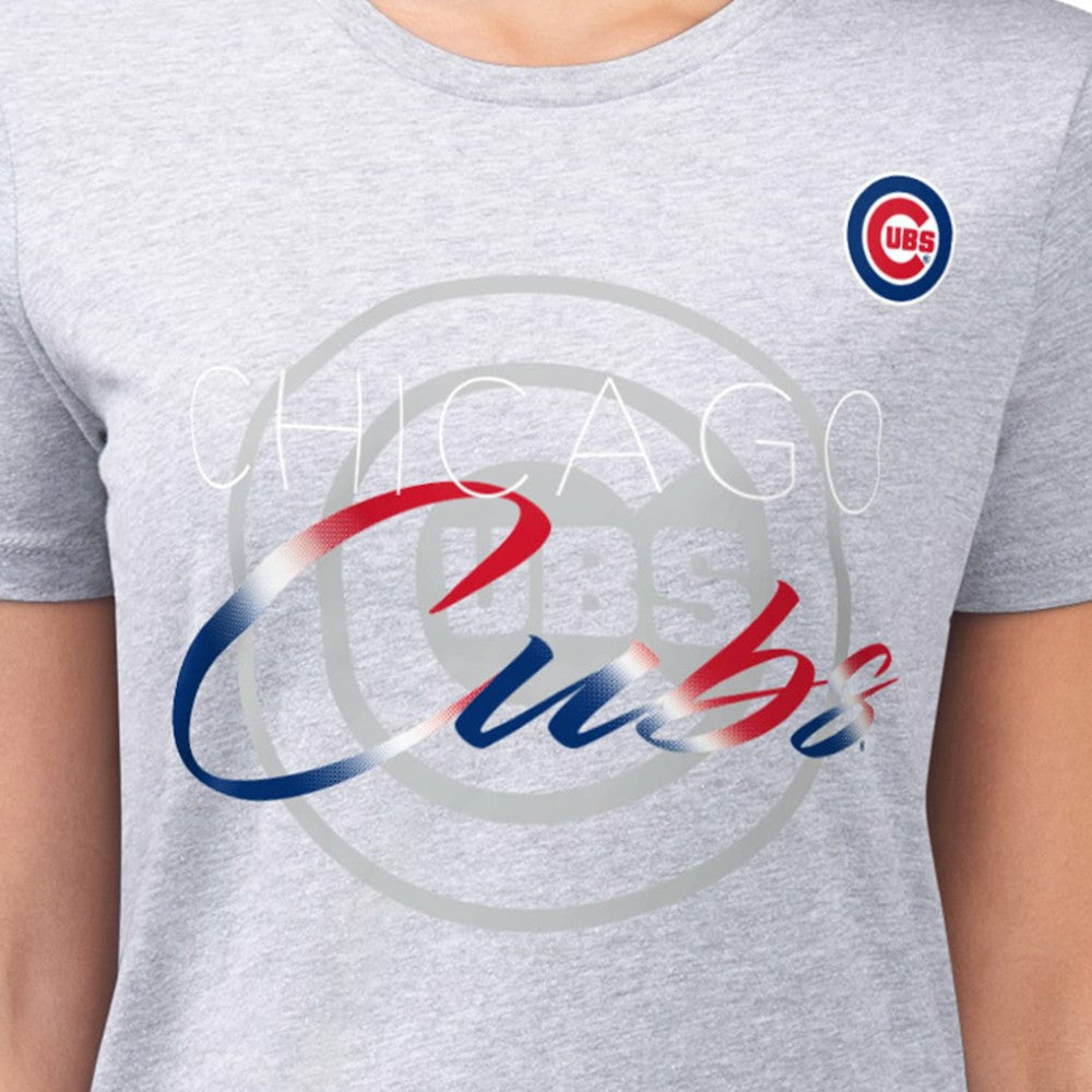 Chicago Cubs G-III 4Her by Carl Banks Women's Super-Slim Fit Lightweight Shadow Logo Graphic T-Shirt Clearance