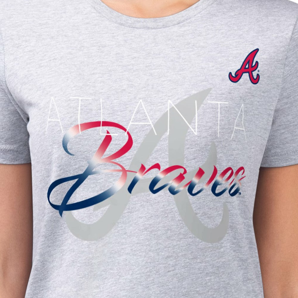 Atlanta Braves G-III 4Her by Carl Banks Women's Super-Slim Fit Lightweight Shadow Logo Graphic T-Shirt discount