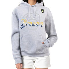 Milwaukee Brewers G-III 4Her by Carl Banks Women's Shadow Logo Graphic Pullover Hoodie On Sale