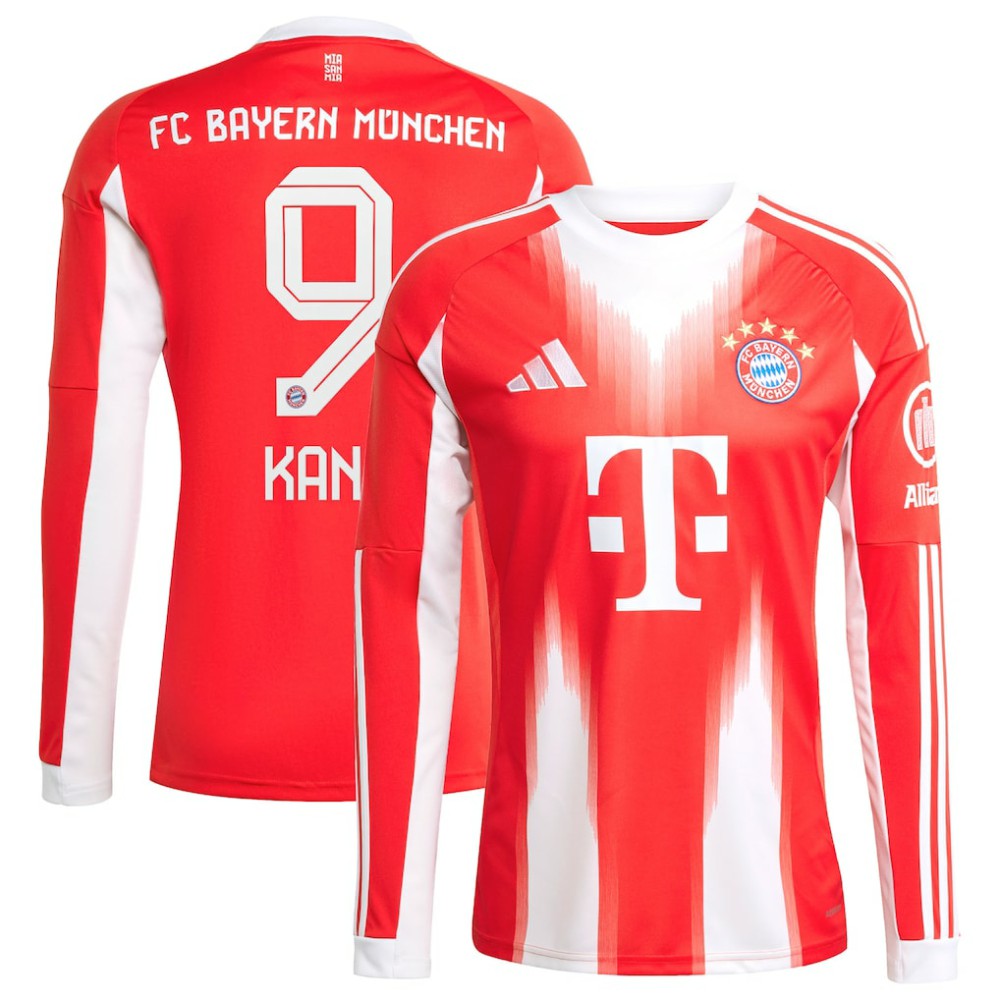 Adidas Harry Kane Bayern Munich 2025/26 Home Replica Long Sleeve Jerseys - Red