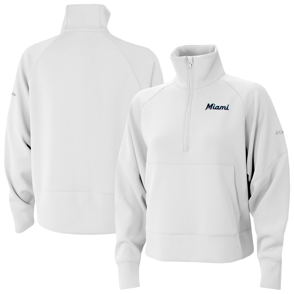 Miami Marlins Columbia Women's Wickhams Hills Raglan Omni-Wick Quarter-Zip Pullover discount