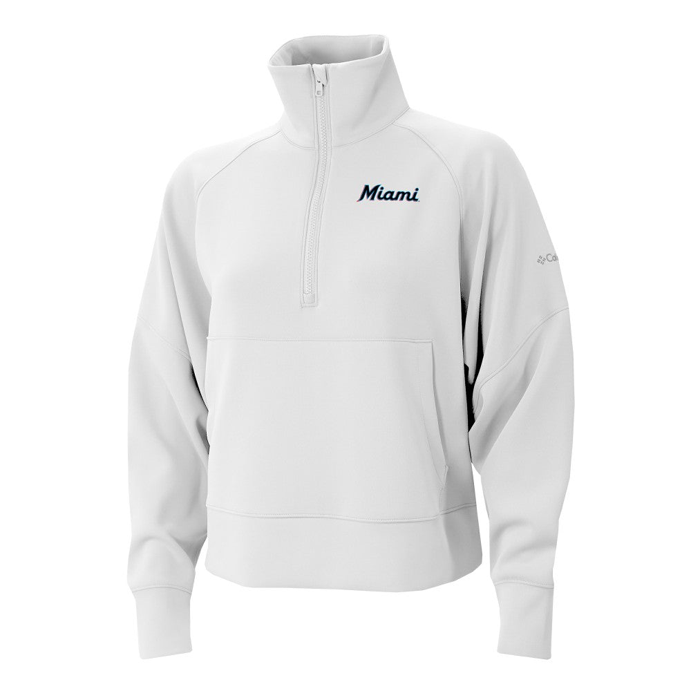 Miami Marlins Columbia Women's Wickhams Hills Raglan Omni-Wick Quarter-Zip Pullover discount