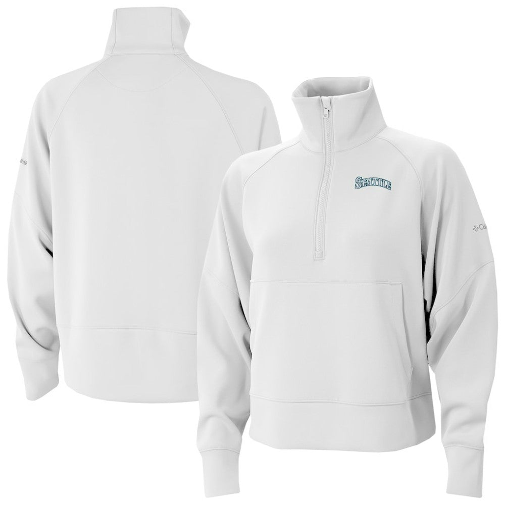 Seattle Mariners Columbia Women's Wickhams Hills Raglan Omni-Wick Quarter-Zip Pullover On Sale