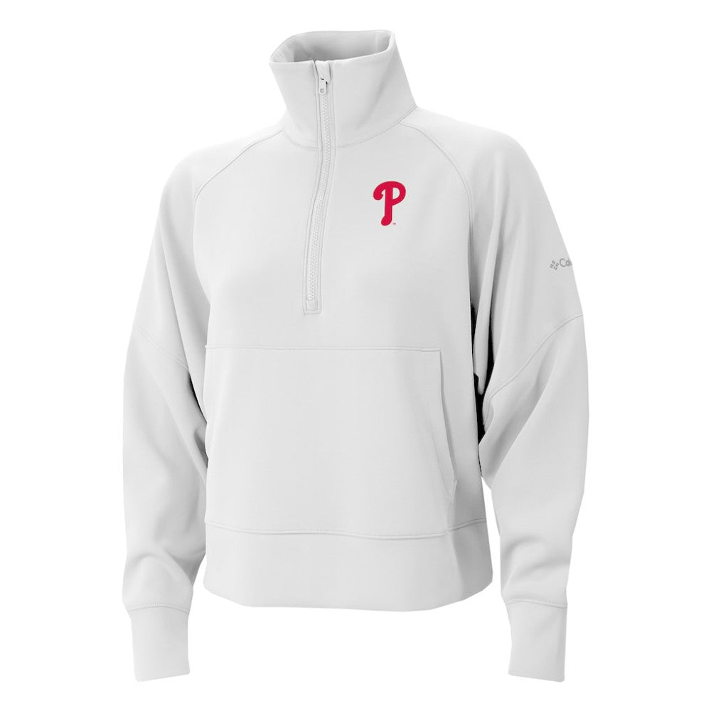 Philadelphia Phillies Columbia Women's Wickhams Hills Raglan Omni-Wick Quarter-Zip Pullover On Sale