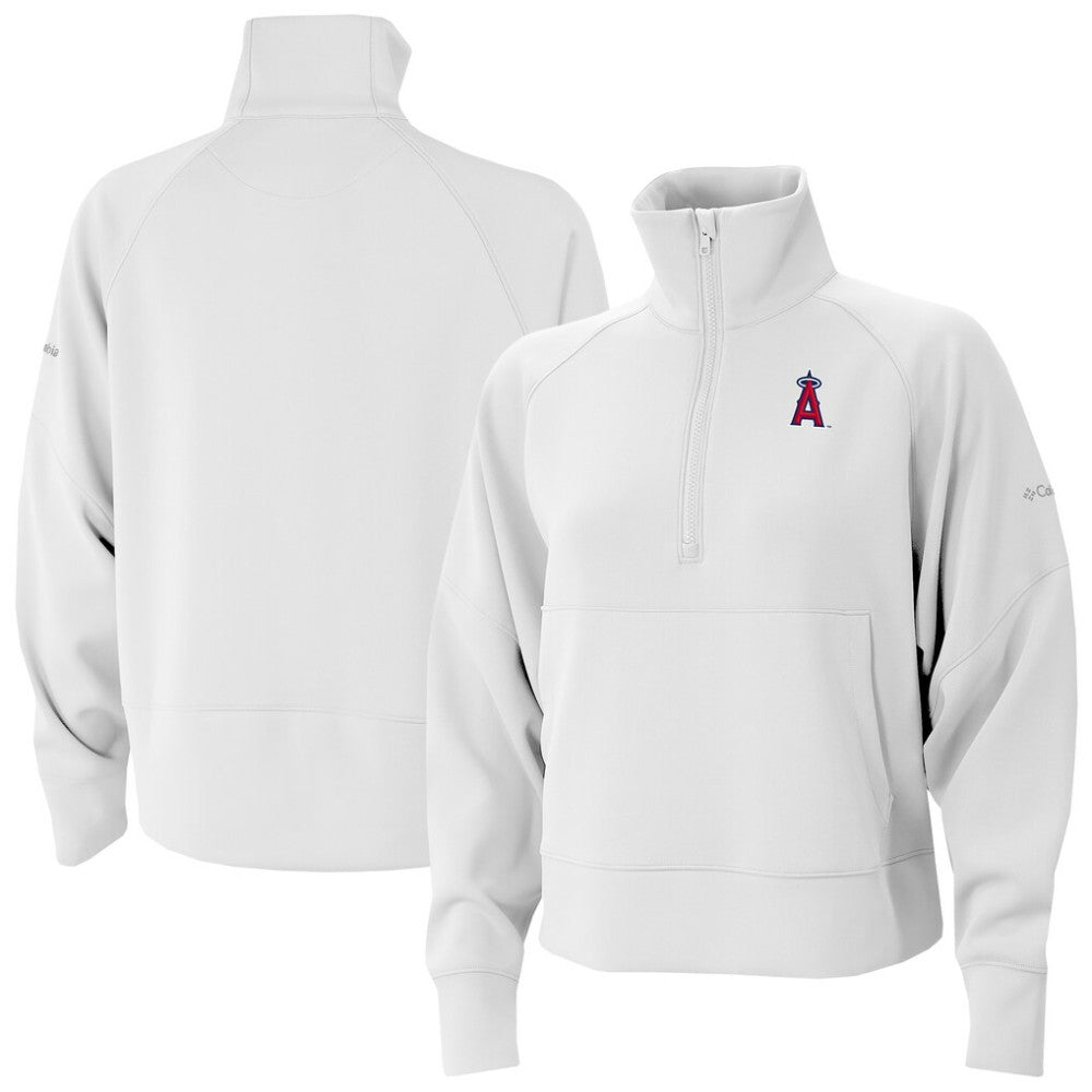 Los Angeles Angels Columbia Women's Wickhams Hills Raglan Omni-Wick Quarter-Zip Pullover On Sale