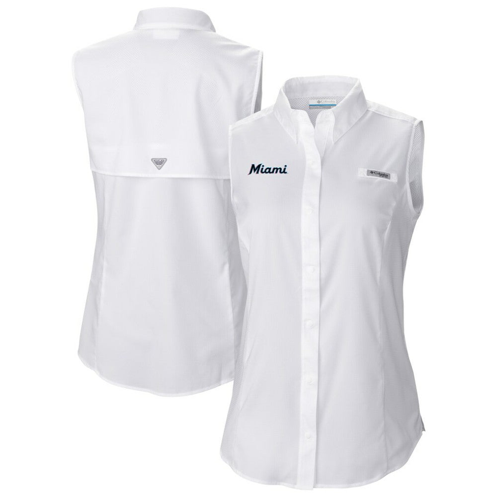 Miami Marlins Columbia Women's Tamiami Sleeveless Shirt Clearance