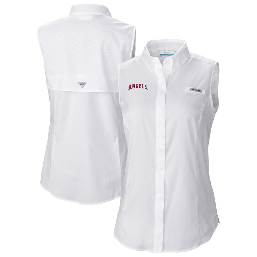 Los Angeles Angels Columbia Women's Tamiami Sleeveless Shirt for sale