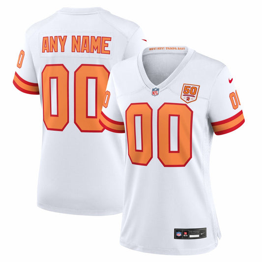76 Tampa Bay Buccaneers Women's 50th Season Alternate Custom Game Jersey - White | NFL Jerseys