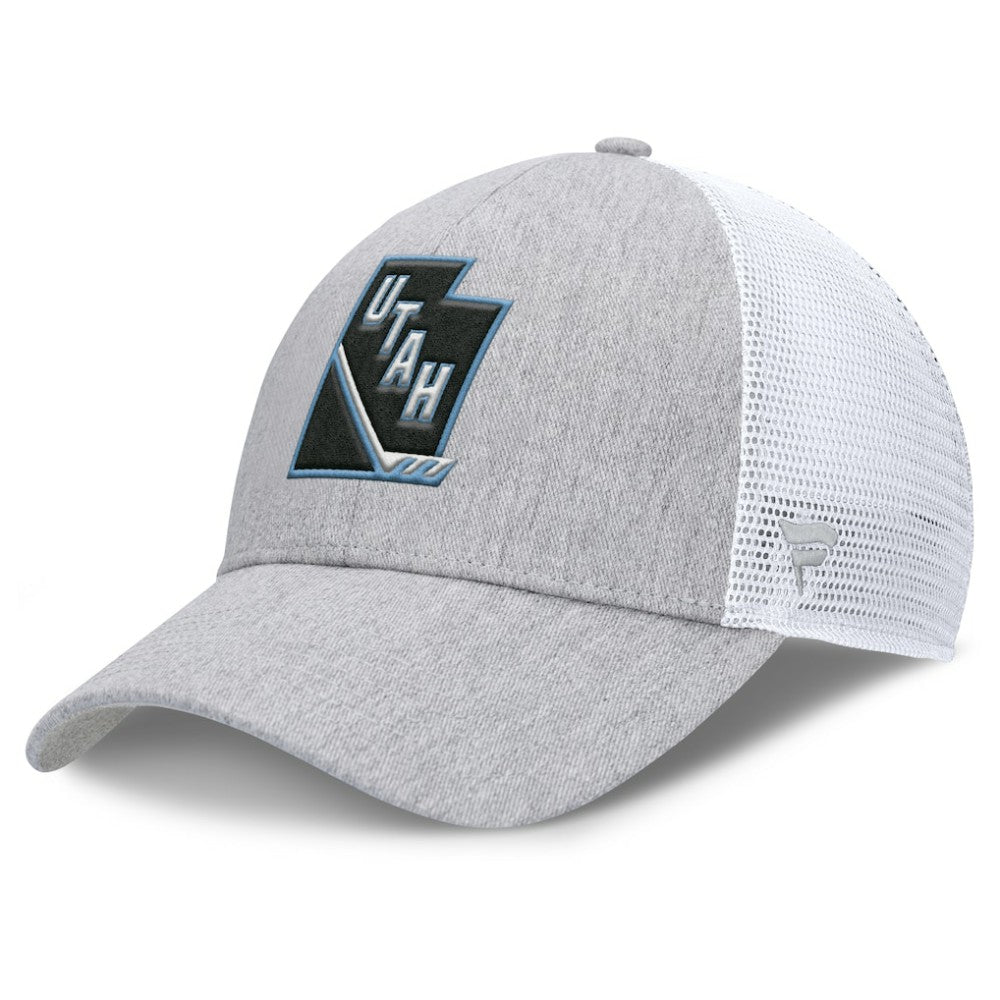Utah Mammoth - Fanatics Utah Badge Trucker Adjustable Hat Gray/White