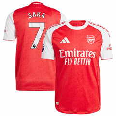Adidas Bukayo Saka Arsenal 2025/26 Home Player Jerseys - Red
