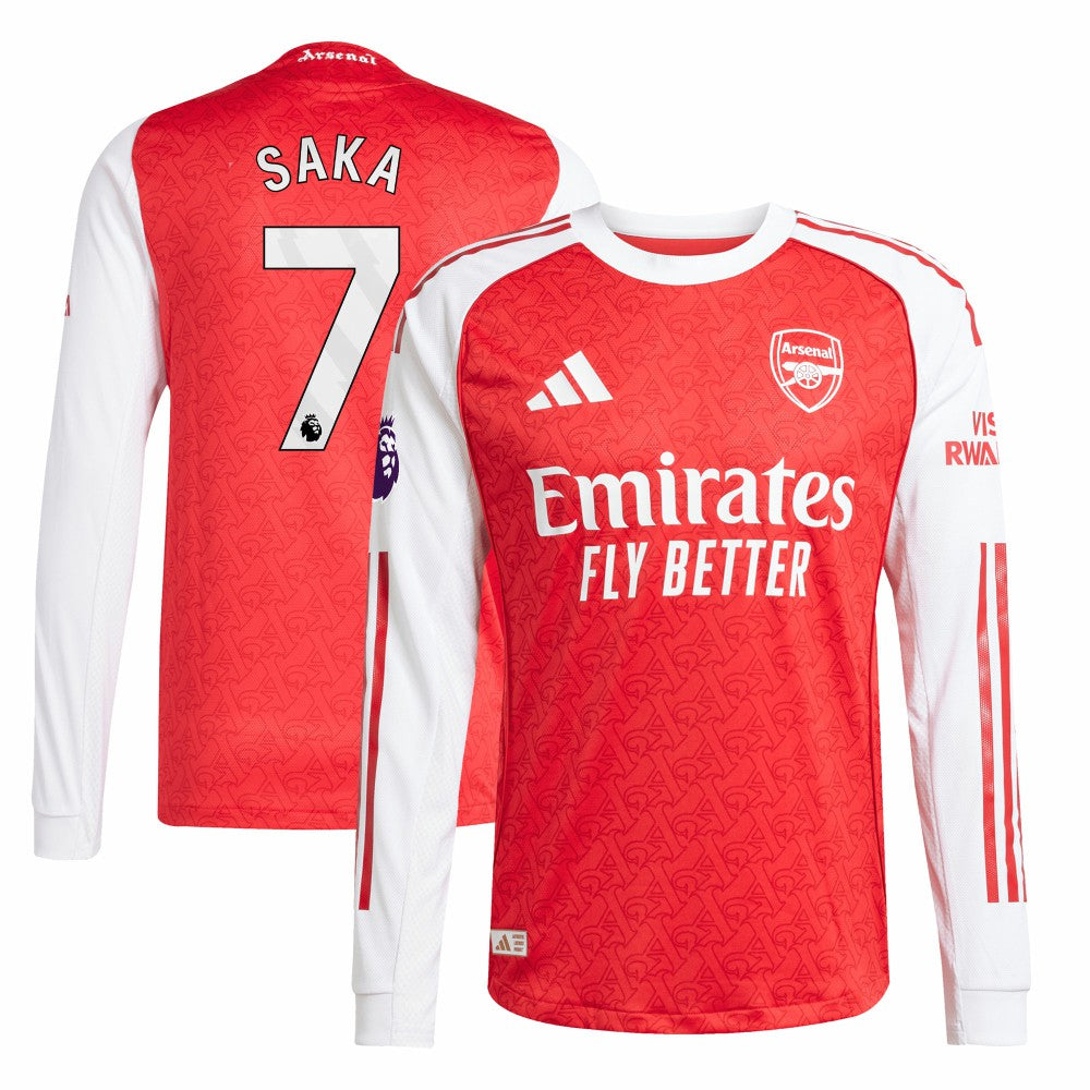 Adidas Bukayo Saka Arsenal 2025/26 Home Long Sleeve Player Jerseys - Red