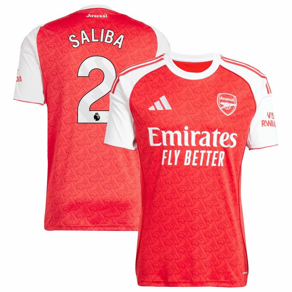 Adidas William Saliba Arsenal 2025/26 Home Replica Player Jerseys - Red