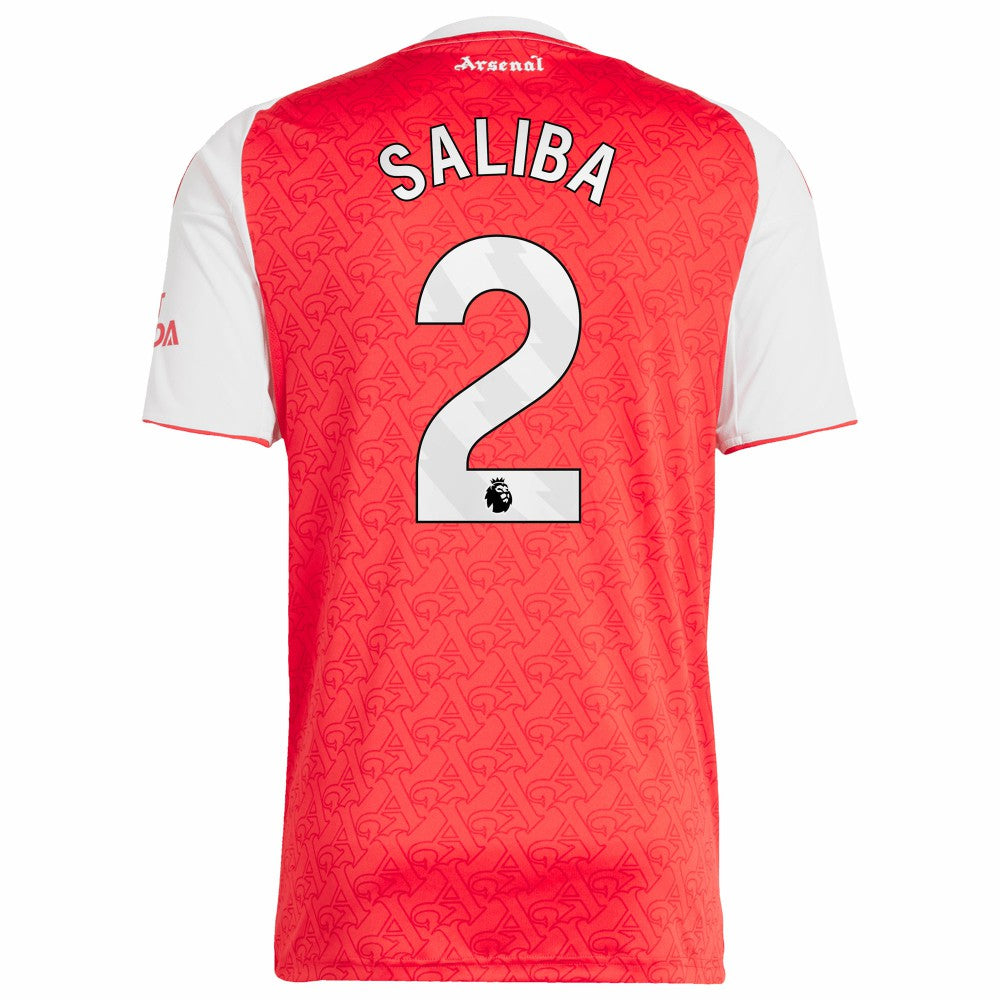 Adidas William Saliba Arsenal 2025/26 Home Replica Player Jerseys - Red