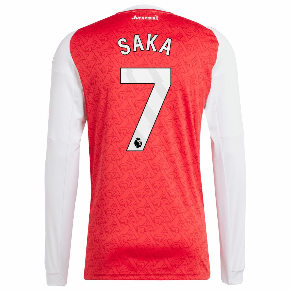 Adidas Bukayo Saka Arsenal 2025/26 Home Replica Long Sleeve Player Jerseys - Red