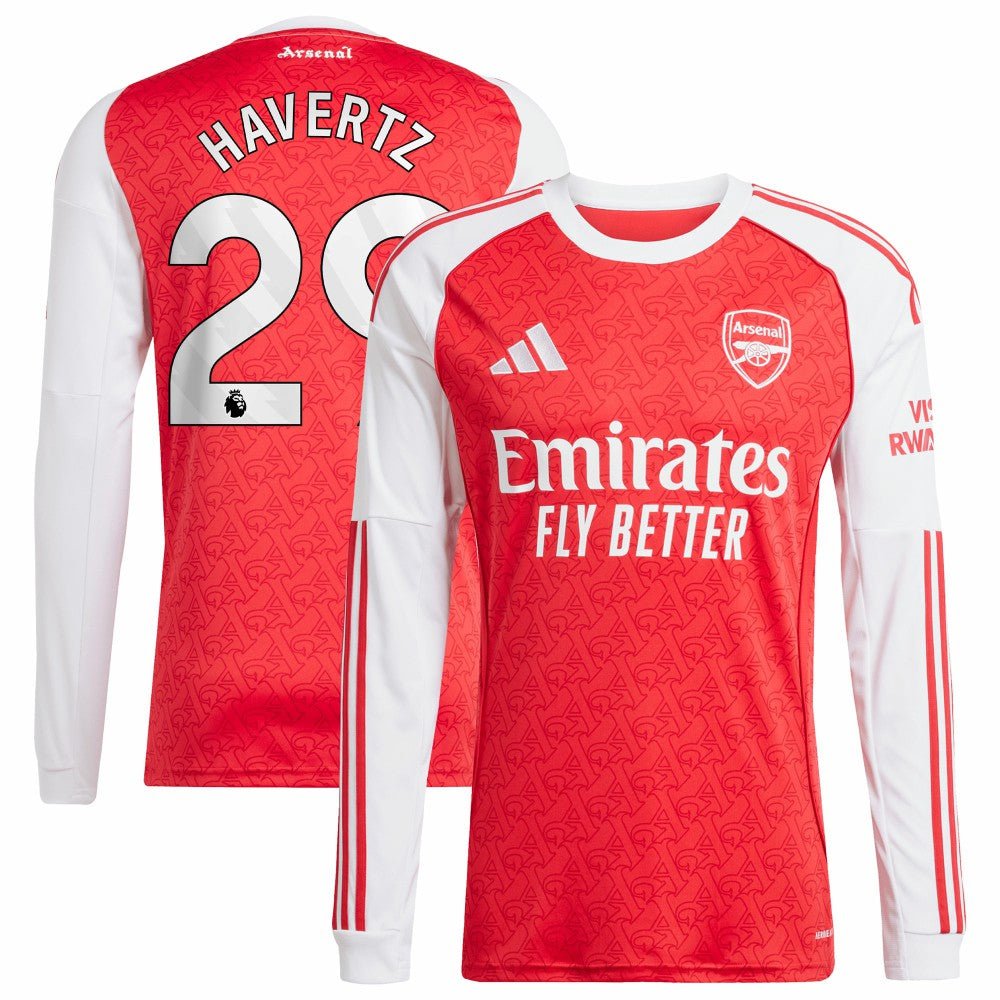 Adidas Kai Havertz Arsenal 2025/26 Home Replica Long Sleeve Player Jerseys - Red