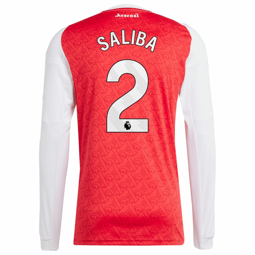 Adidas William Saliba Arsenal 2025/26 Home Replica Long Sleeve Player Jerseys - Red