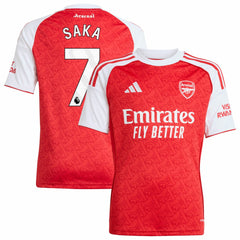 Adidas Bukayo Saka Arsenal Youth 2025/26 Home Replica Player Jerseys - Red