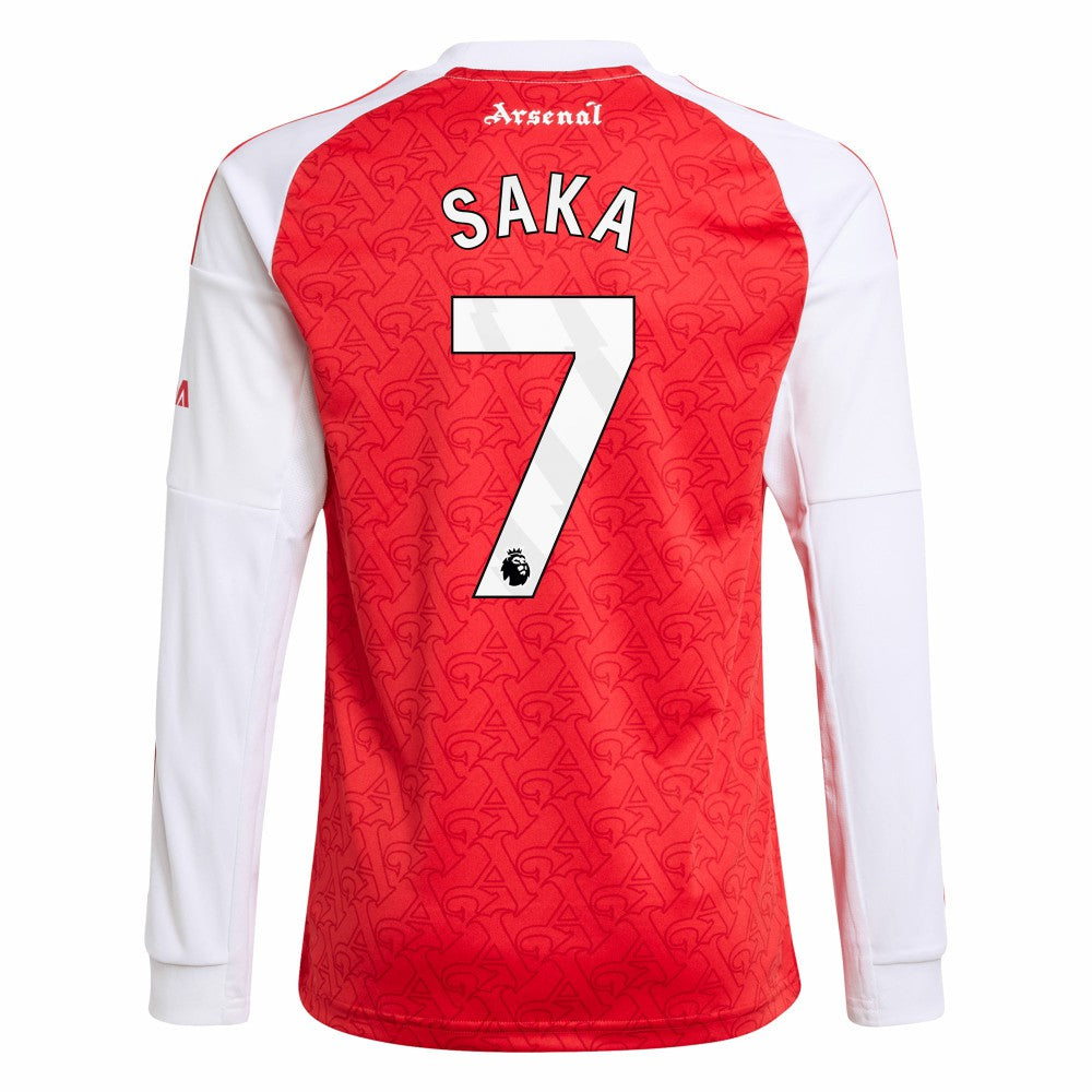 Adidas Bukayo Saka Arsenal Youth 2025/26 Home Replica Long Sleeve Player Jerseys - Red