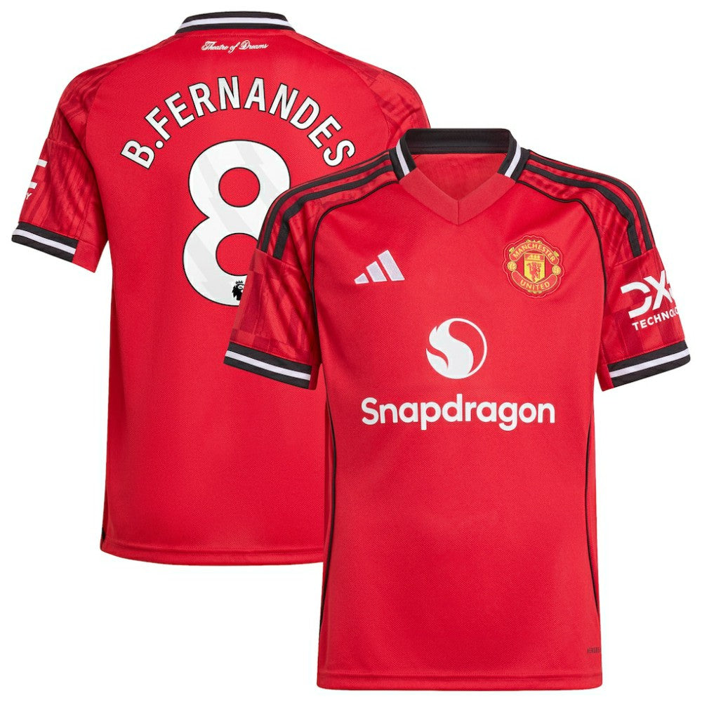 Adidas Bruno Fernandes Manchester United Youth Home 2025/26 Replica Player Jerseys - Red