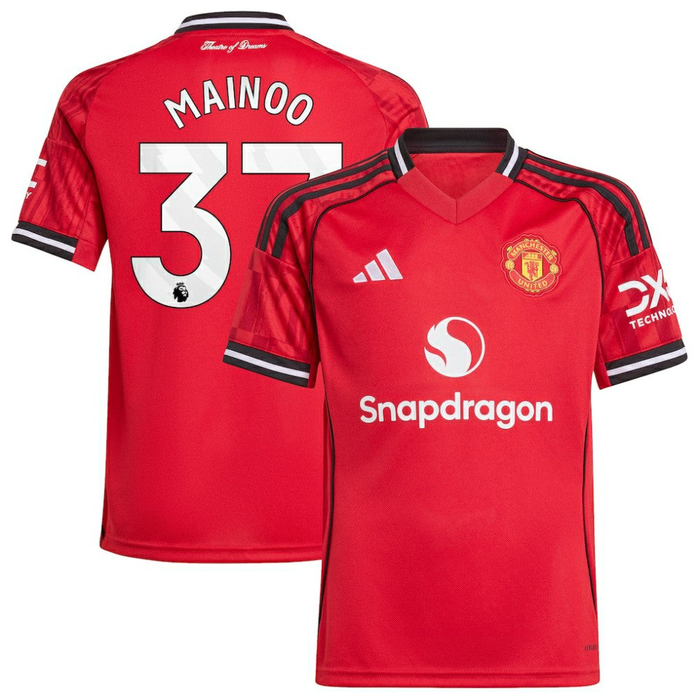Adidas Kobbie Mainoo Manchester United Youth Home 2025/26 Replica Player Jerseys - Red