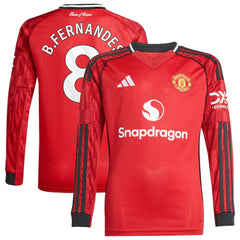Adidas Bruno Fernandes Manchester United Youth Home 2025/26 Replica Player Long Sleeve Jerseys - Red