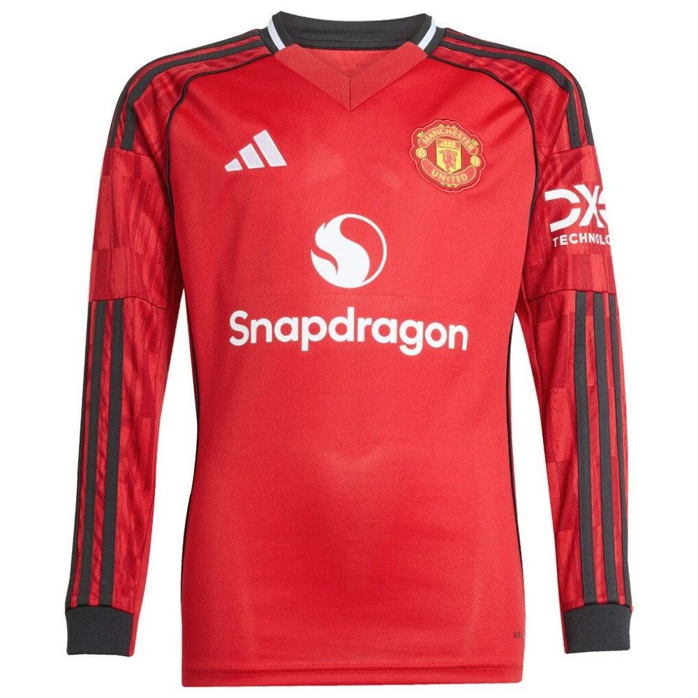 Adidas Bruno Fernandes Manchester United Youth Home 2025/26 Replica Player Long Sleeve Jerseys - Red