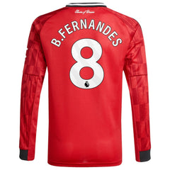 Adidas Bruno Fernandes Manchester United Youth Home 2025/26 Replica Player Long Sleeve Jerseys - Red