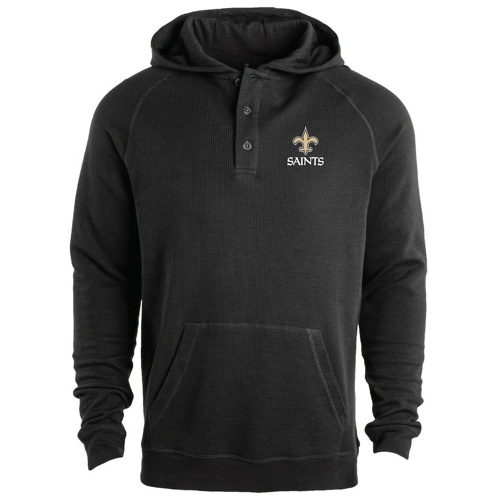 New Orleans Saints Dunbrooke Montana Raglan Thermal Hoodie Black - NFL