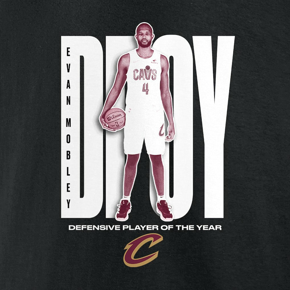 NBA - Evan Mobley Cleveland Cavaliers 2025 NBA Defensive Player of the Year T-Shirt - Black