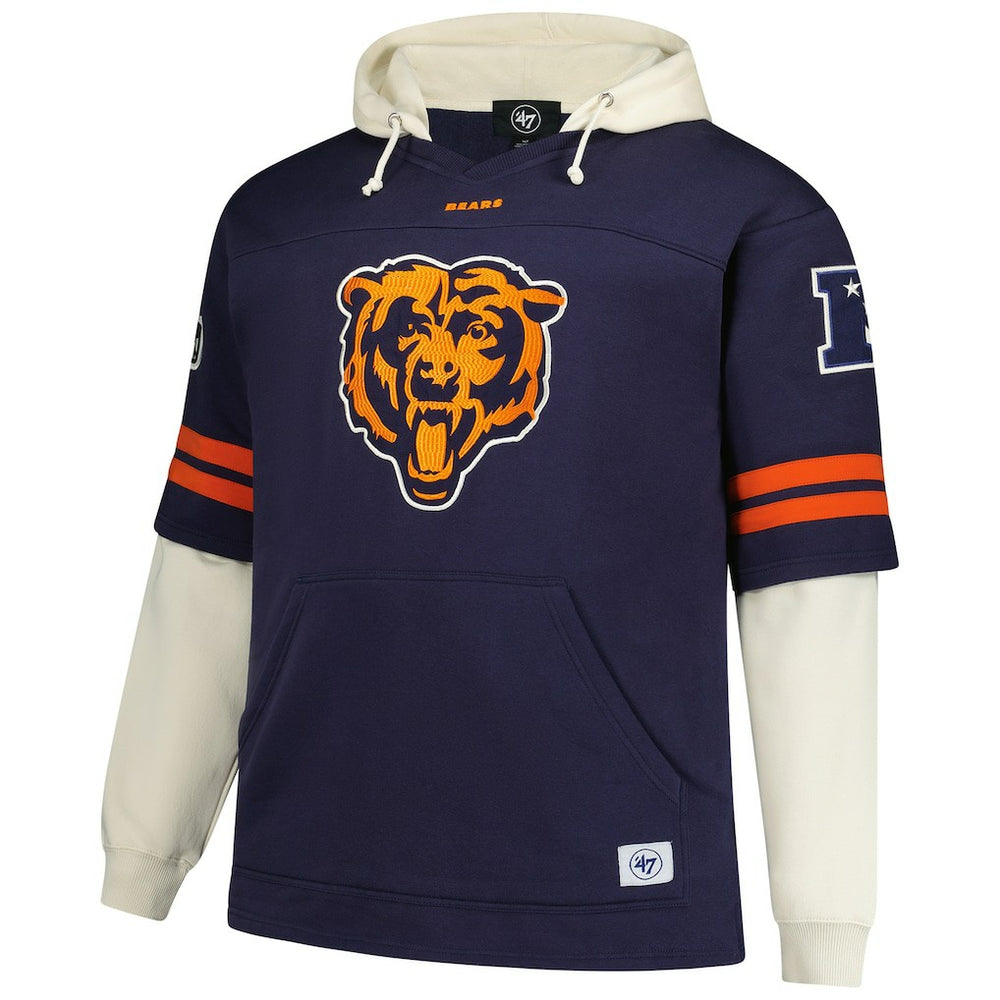 Chicago Bears '47 Big & Tall Split Zone Cornerback V-Neck Hoodie Navy - 47 brand