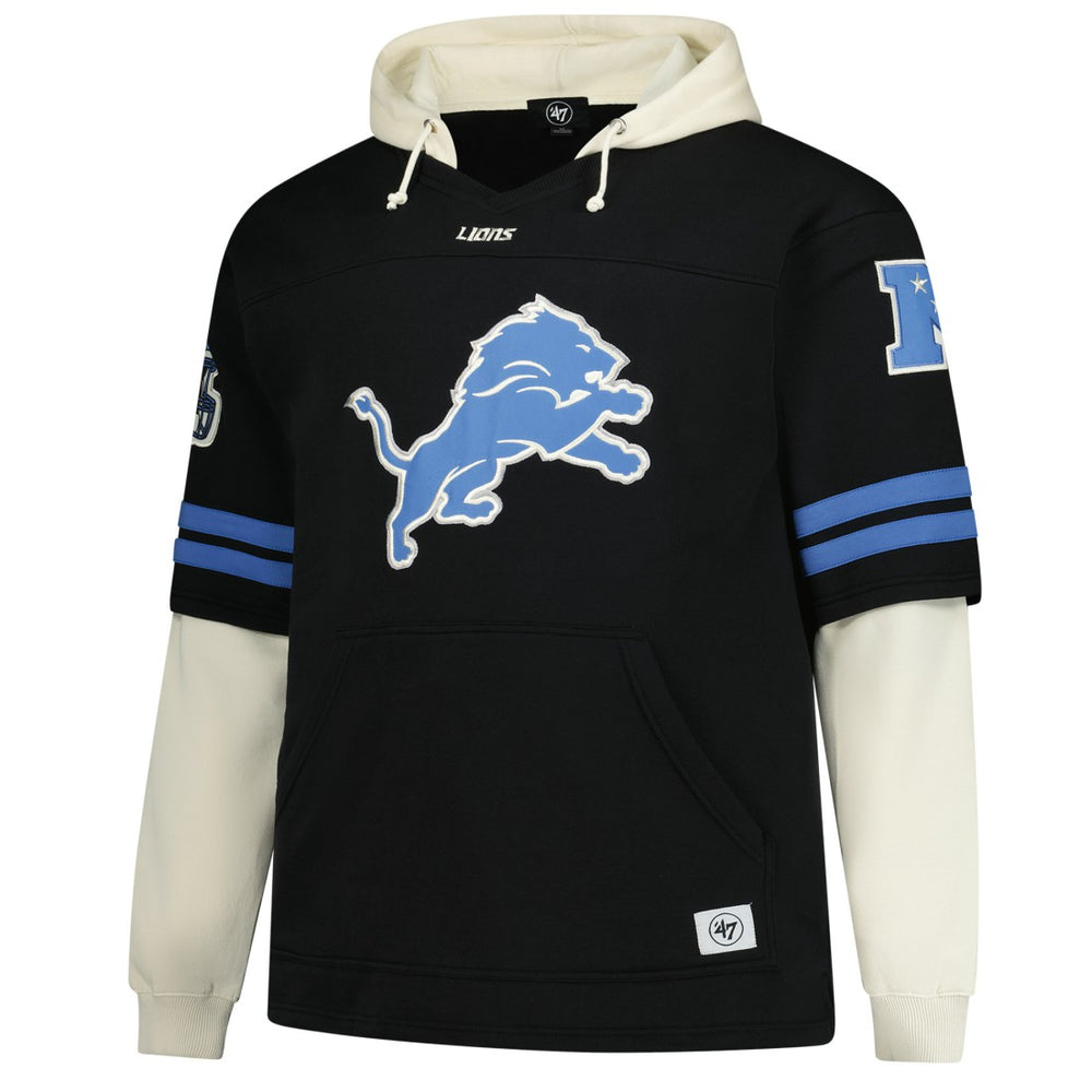 Detroit Lions '47 Big & Tall Split Zone Cornerback V-Neck Hoodie Black - 47 brand