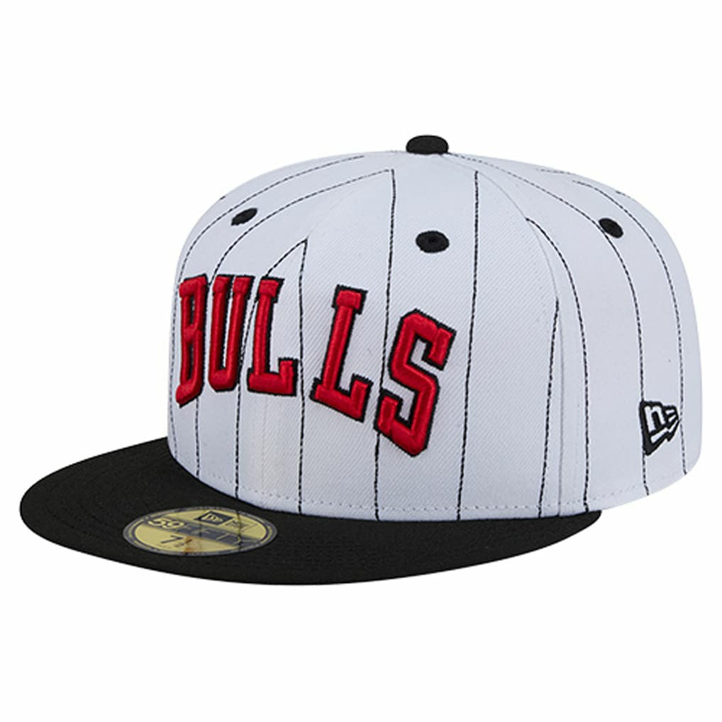 New Era - Chicago Bulls Wordmark Pinstripe 59FIFTY Fitted Hat - White