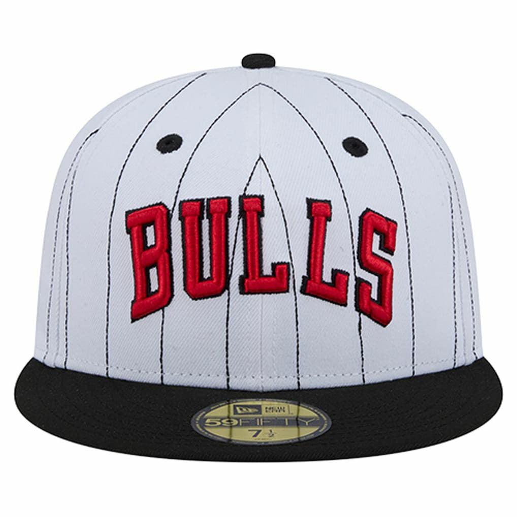 New Era - Chicago Bulls Wordmark Pinstripe 59FIFTY Fitted Hat - White
