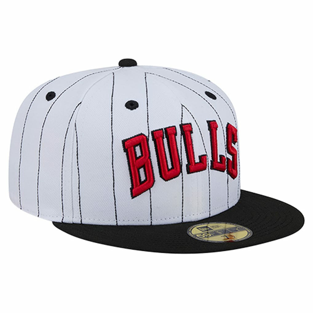 New Era - Chicago Bulls Wordmark Pinstripe 59FIFTY Fitted Hat - White