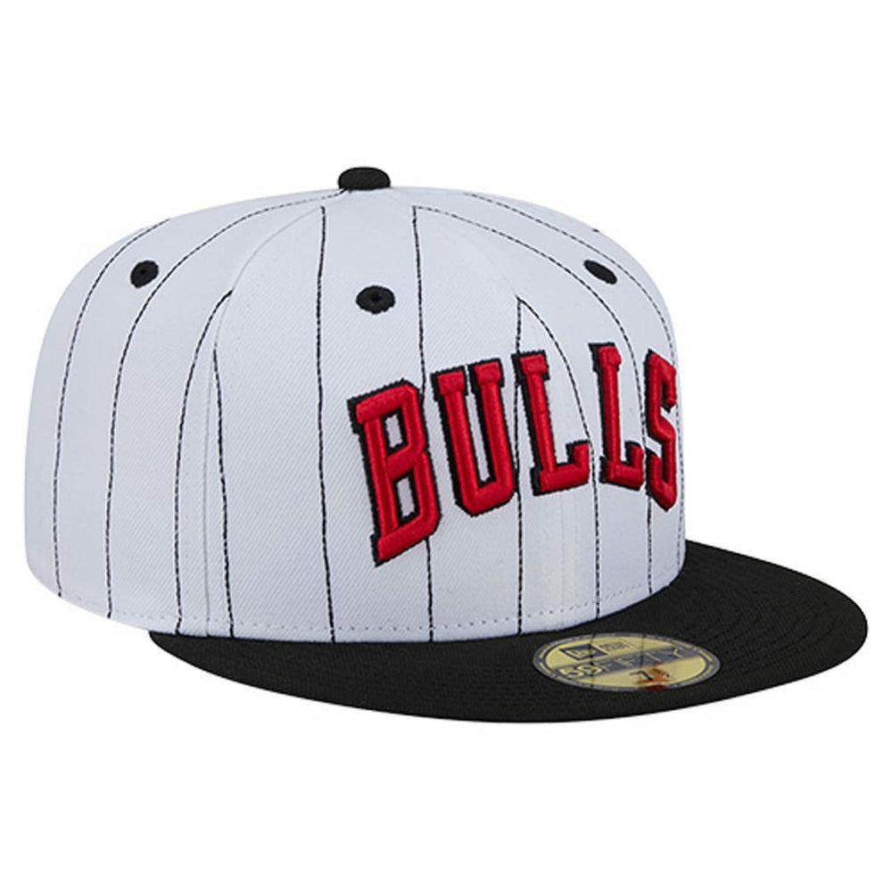 New Era - Chicago Bulls Wordmark Pinstripe 59FIFTY Fitted Hat - White