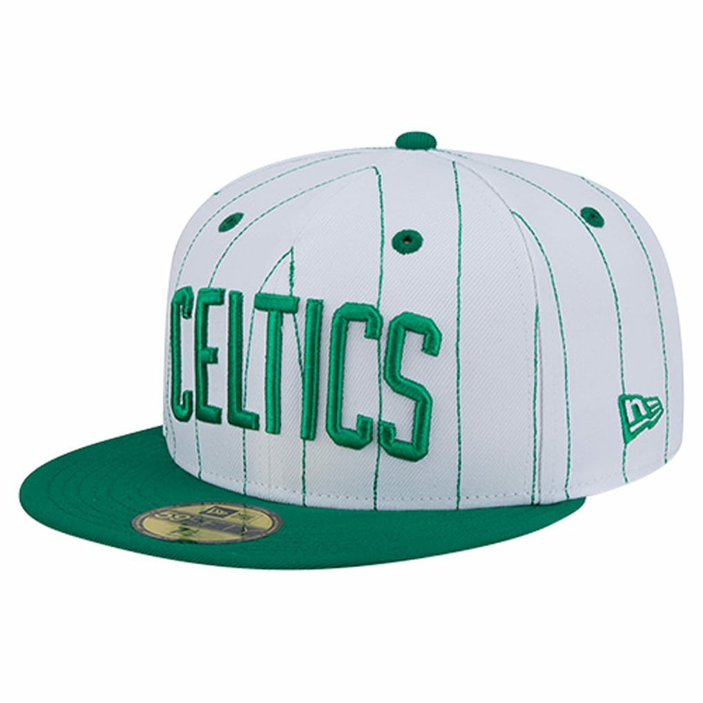 New Era - Boston Celtics Wordmark Pinstripe 59FIFTY Fitted Hat - White