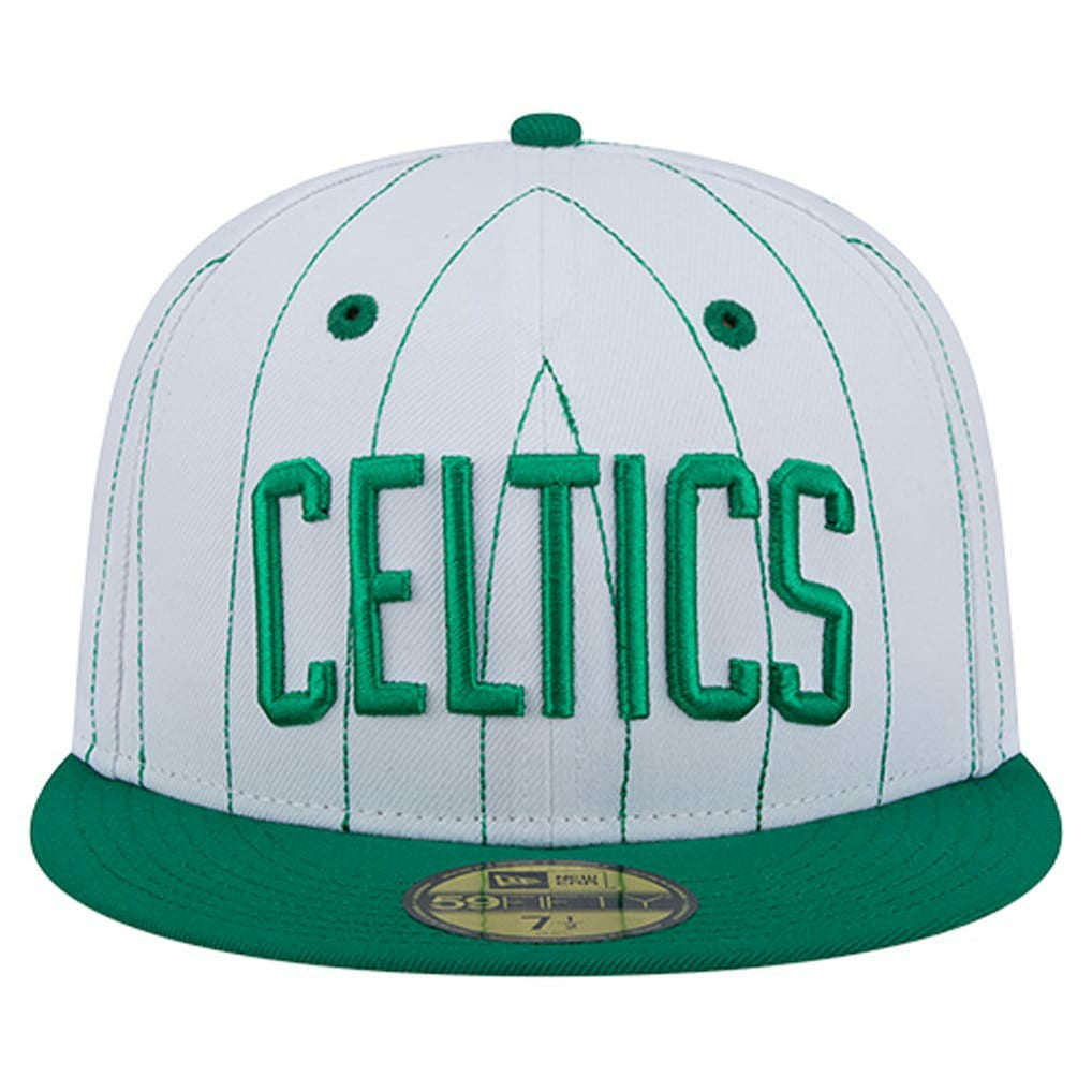 New Era - Boston Celtics Wordmark Pinstripe 59FIFTY Fitted Hat - White