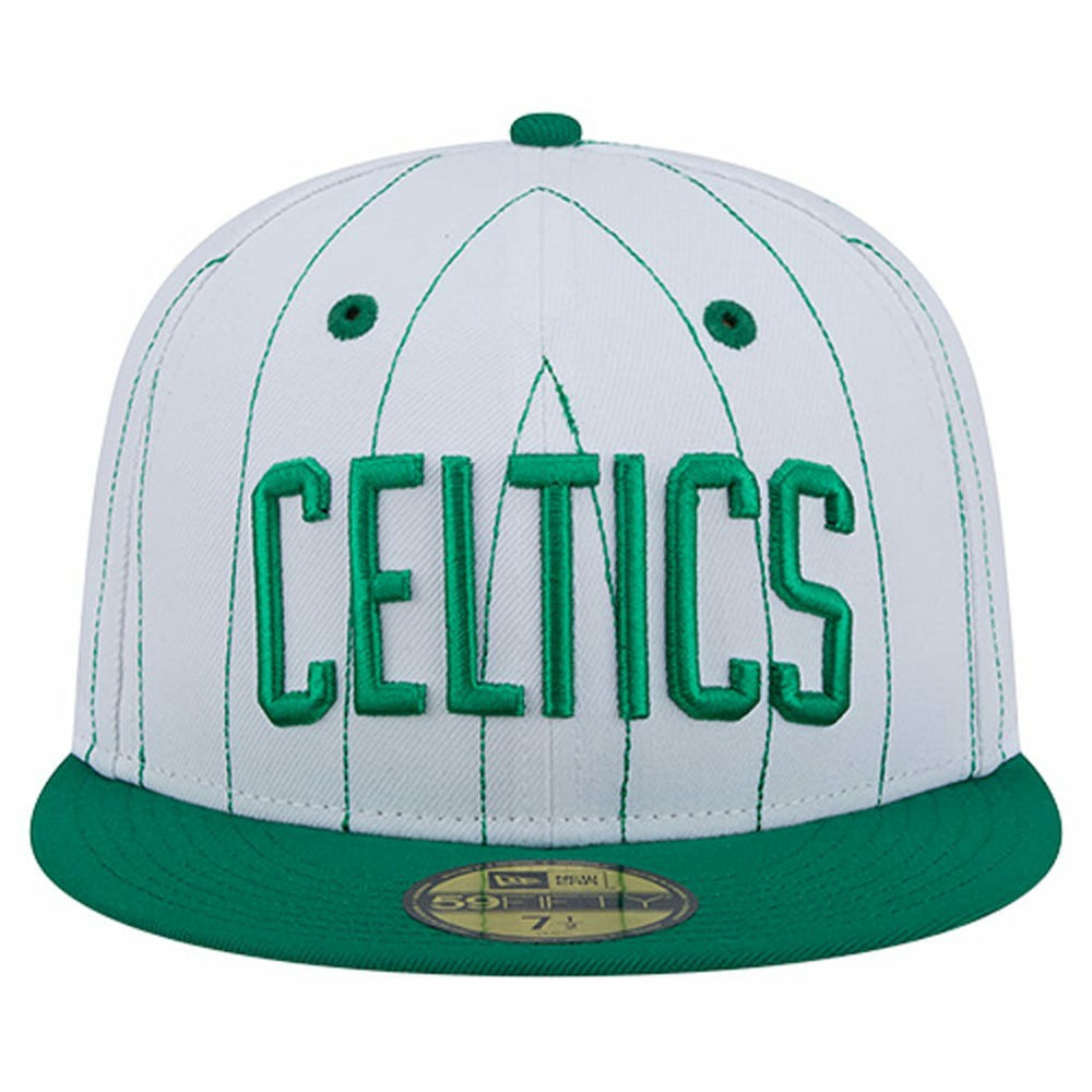 New Era - Boston Celtics Wordmark Pinstripe 59FIFTY Fitted Hat - White