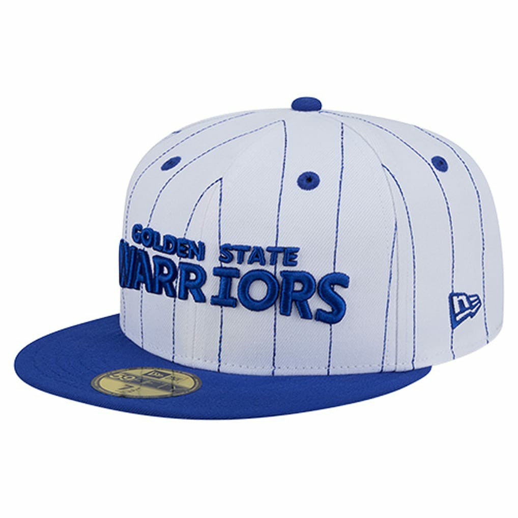 New Era - Golden State Warriors Wordmark Pinstripe 59FIFTY Fitted Hat - White