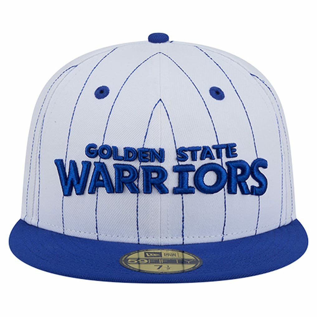 New Era - Golden State Warriors Wordmark Pinstripe 59FIFTY Fitted Hat - White