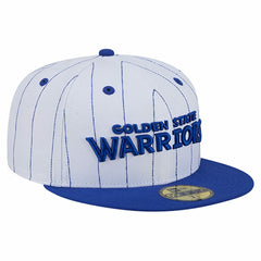 New Era - Golden State Warriors Wordmark Pinstripe 59FIFTY Fitted Hat - White