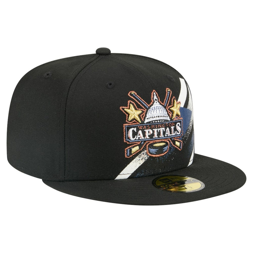 Washington Capitals New Era Faded Lines 59FIFTY Fitted Hat Black