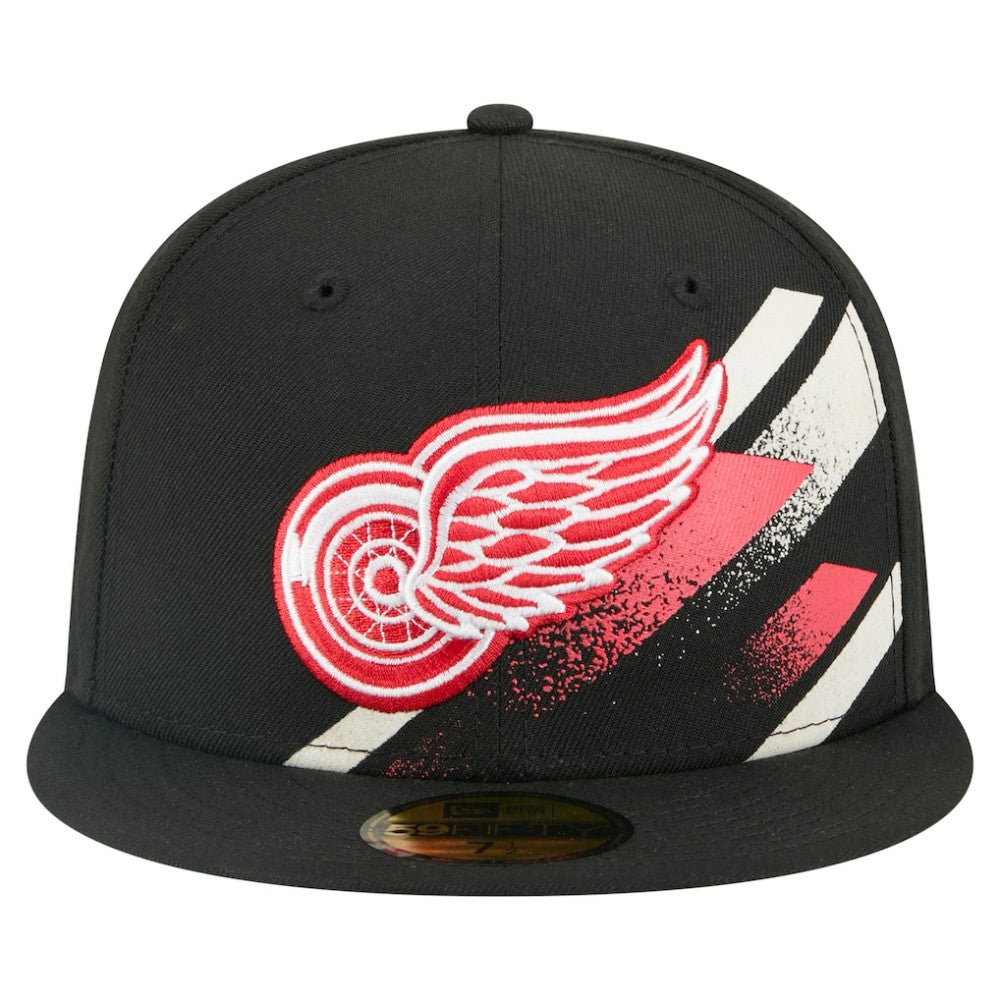 Detroit Red Wings - New Era Faded Lines 59FIFTY Fitted Hat Black