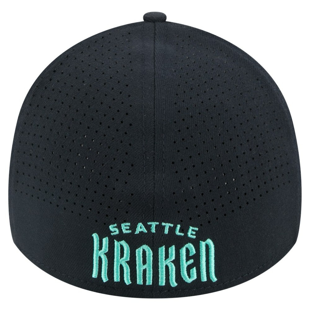 Seattle Kraken New Era Zig Zag 39THIRTY A-Frame Perforated Flex Hat Deep Sea Blue