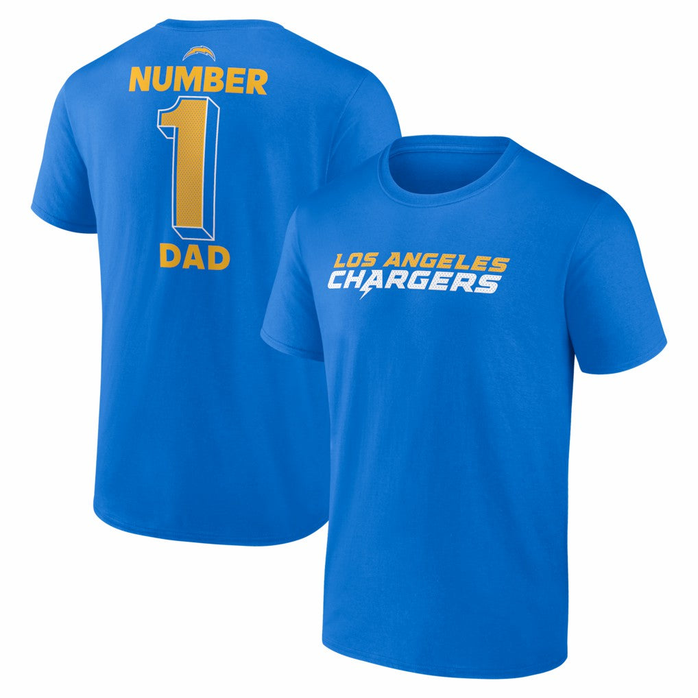 Los Angeles Chargers #1 Dad Jersey T-Shirt Powder Blue - NFL