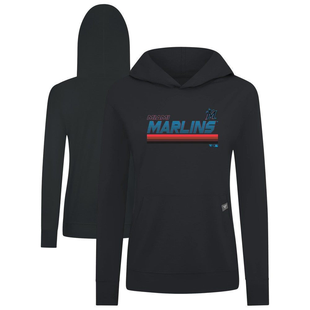 Miami Marlins Levelwear Women's Relay Breaker Pullover Hoodie On Sale